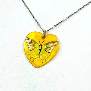 Sterling silver hand painted butterfly MOP pendant